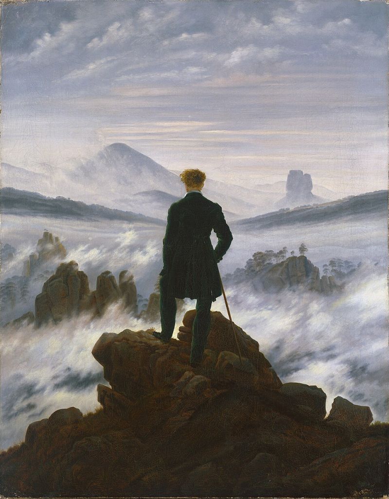 Peinture sur toile, reproduction de Le Voyageur Contemplant Une Mer De Nuages Par Caspar David Friedrich qualité musée