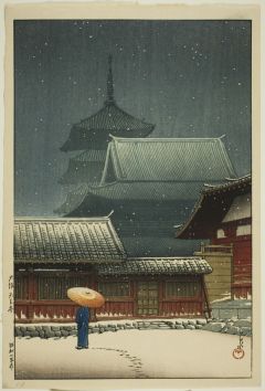 Hasui Kawase, Temple Tennoji à Osaka - 1927