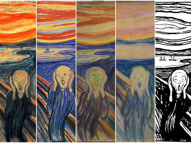 Les 5 versions du Cri réalisées par E. Munch
