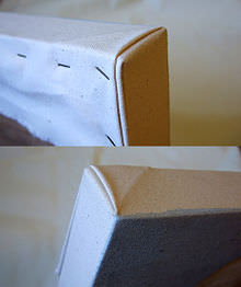 Coin de toile agrafé