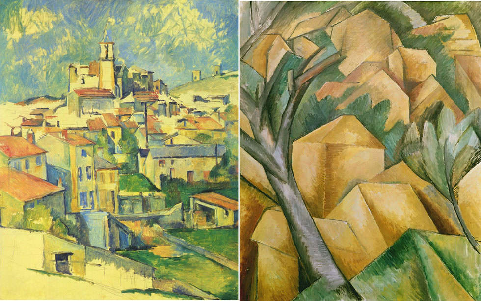 Comparez Cézanne (à gauche), et Braque (à droite)