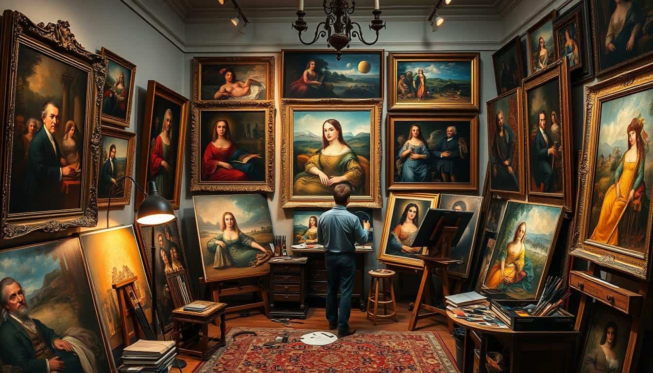 Copiste peintre à l'atelier