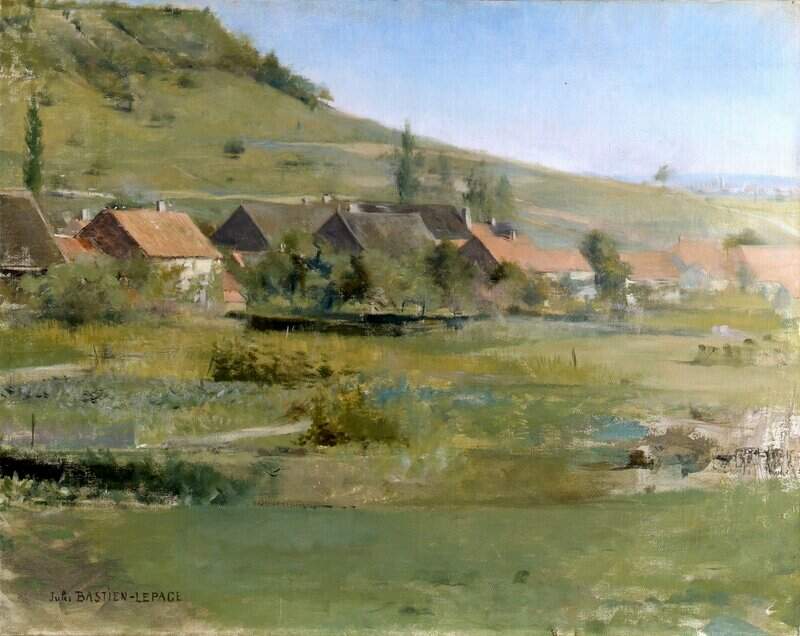 Peinture sur toile, reproduction de Bastien-lepage Jules Landscape With A Village Environs Of Damvillers Ca. 1882-83 qualité musée