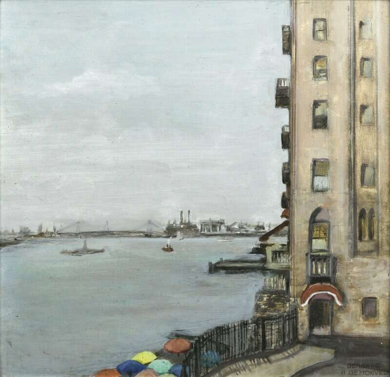 Peinture sur toile, reproduction de Boutet De Monvel Bernard First New York Landscape - The East River From Long Island qualité musée