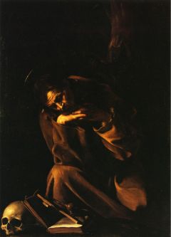 Caravage, Saint François en méditation sur le crucifix