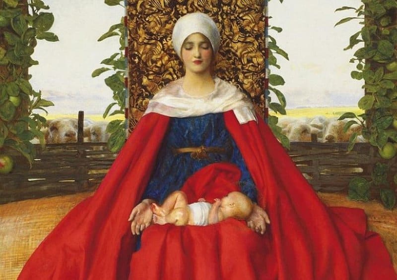 Peinture sur toile, reproduction de Cowper Frank Cadogan Our Lady Of The Fruits Of The Earth 1917 qualité musée