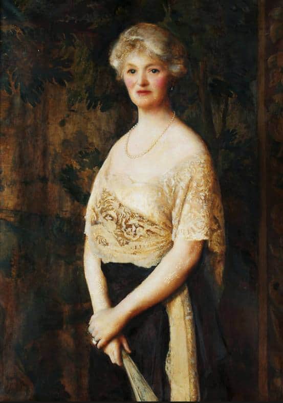 Peinture sur toile, reproduction de Cowper Frank Cadogan Portrait Three Quarter Length Of Mrs E.h. Evans-combe Wearing Evening Dress 1920 qualité musée