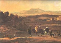 Dujardin Carel Paysage Avec Des Paysans Qui Travaillent Sur Le Bord D Un Fleuve