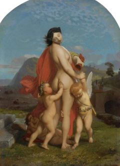 Gerome Jean-leon A Young Nymph Teased By Putti 1851