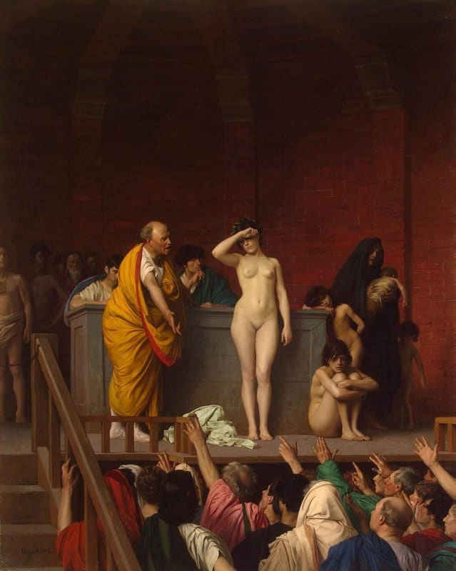Peinture sur toile, reproduction de Gerome Jean-leon Slave Market In Ancient Rome Ca 1884 qualité musée
