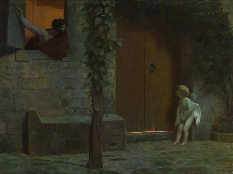Peinture sur toile, reproduction de Gerome Jean-leon The Story Of Anacreon - Cupid At The Door In A Rainstorm qualité musée