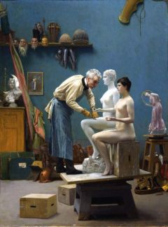 Gerome Jean-leon Working In Marble Or The Artist Sculpting Tanagra