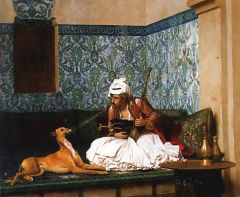 JL Gérome, Arnaut  soufflant de la fumée au nez de son chien
