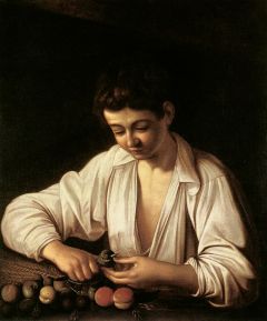 Le Caravage, Un Garçon Pelant Des Fruits - 1593