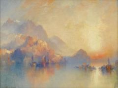 Moran Thomas A Hillside Village At Sunset 1918