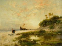 Moran Thomas Beach Scene In Fort George Island Florida Ca. 1878