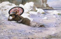 Pearce Charles Sprague Reading By The Shore Ca. 1883-85