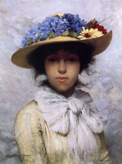 Pearce Charles Sprague Woman In White Dress And Straw Hat 1880