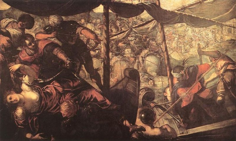 Peinture sur toile, reproduction de Tintoret Battaille Entre Les Turques Et Les Chrétiens qualité musée
