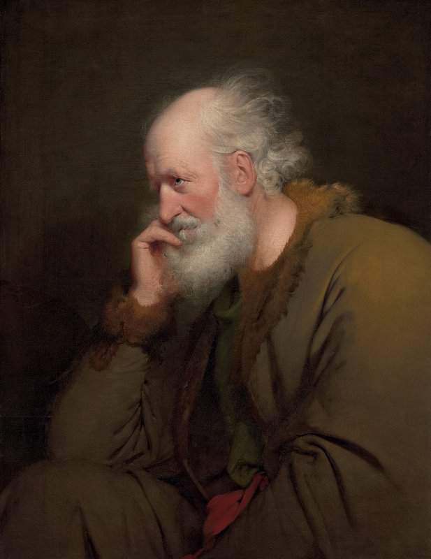 Peinture sur toile, reproduction de Wright Of Derby Joseph Study Of An Old Man Half-length In A Brown Fur-lined Coat Ca. 1770 qualité musée