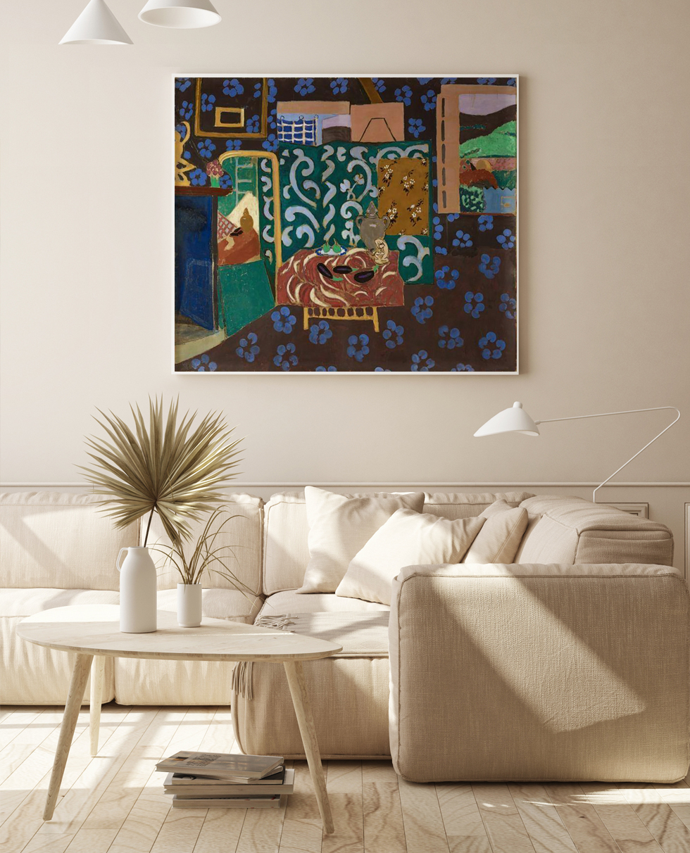 Peinture sur toile, reproduction de Henri Matisse, Intérieur Aux Aubergines - 1911 qualité musée en situation
