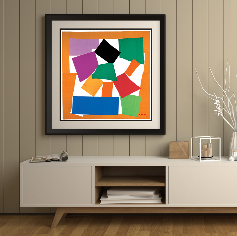 Peinture sur toile, reproduction de Matisse, L'escargot qualité musée en situation