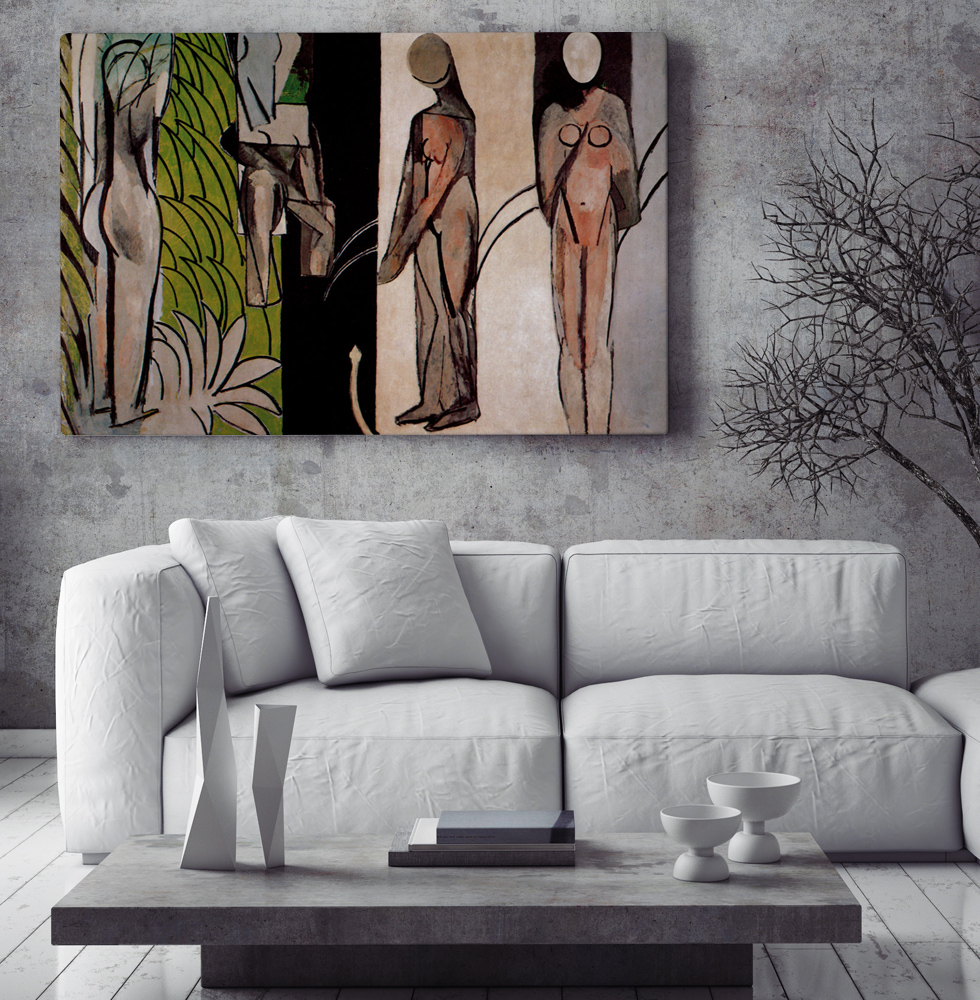 Peinture sur toile, reproduction de Matisse, Baigneuses à La Rivière qualité musée en situation