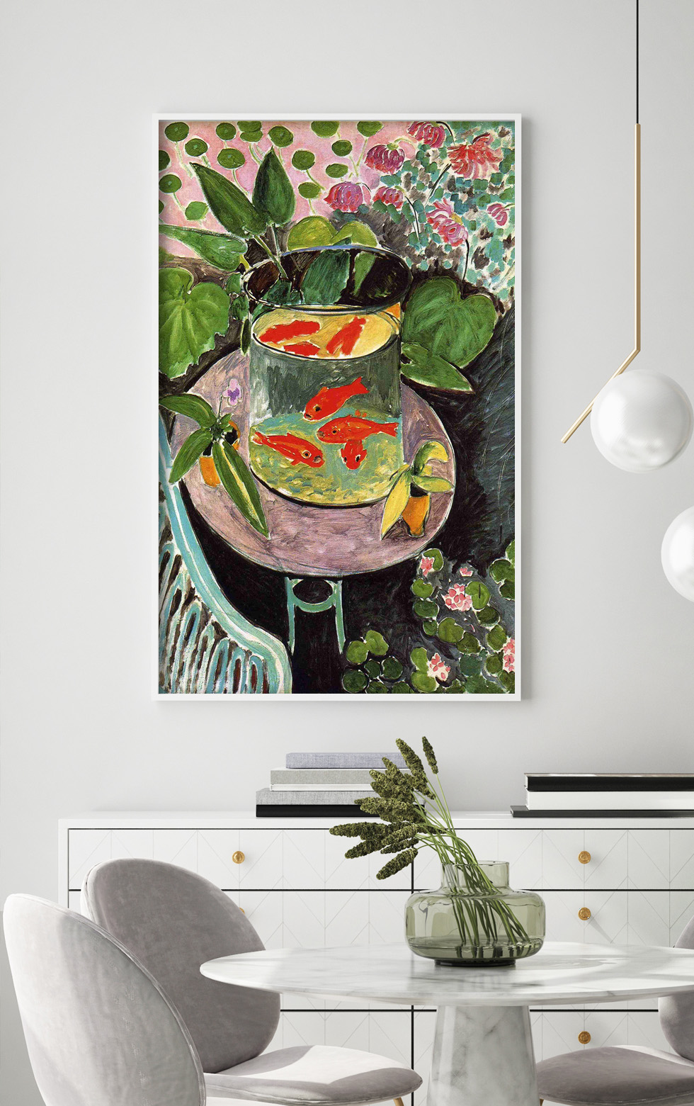 Peinture sur toile, reproduction de Matisse, Poisson Rouge qualité musée en situation