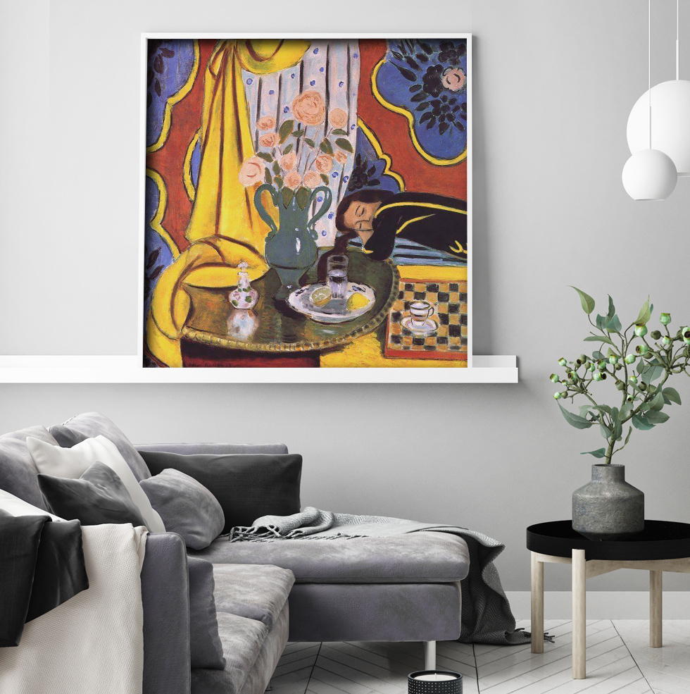 Peinture sur toile, reproduction de Matisse, Harmonie En Jaune - 1927 - 28 qualité musée en situation