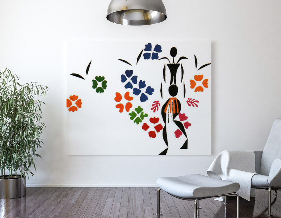 Peinture sur toile, reproduction de Matisse, La Négresse qualité musée en situation