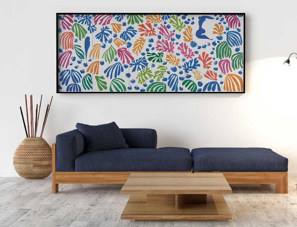 Peinture sur toile, reproduction de Matisse, La Perruche Et La Sirène qualité musée en situation