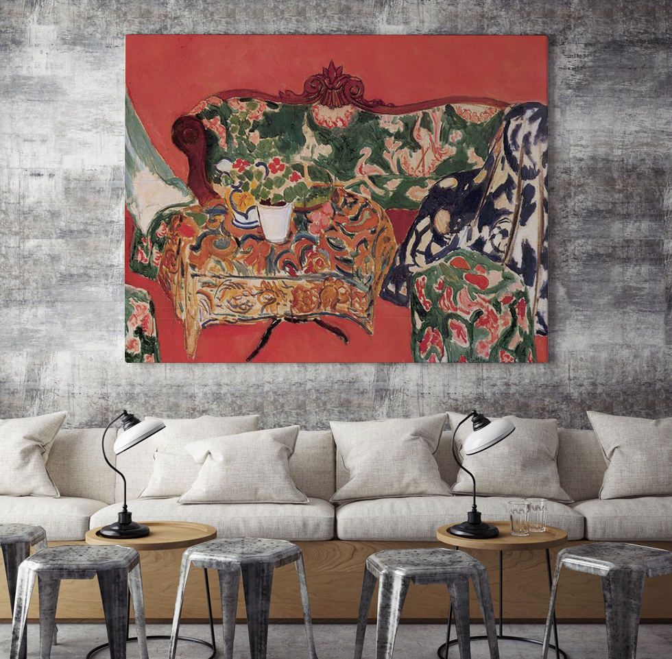 Peinture sur toile, reproduction de Matisse, Nature Morte à Séville - C.1910-11 qualité musée en situation