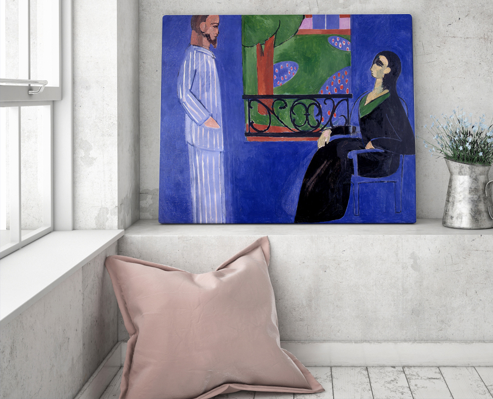 Peinture sur toile, reproduction de Matisse, La Conversation qualité musée en situation