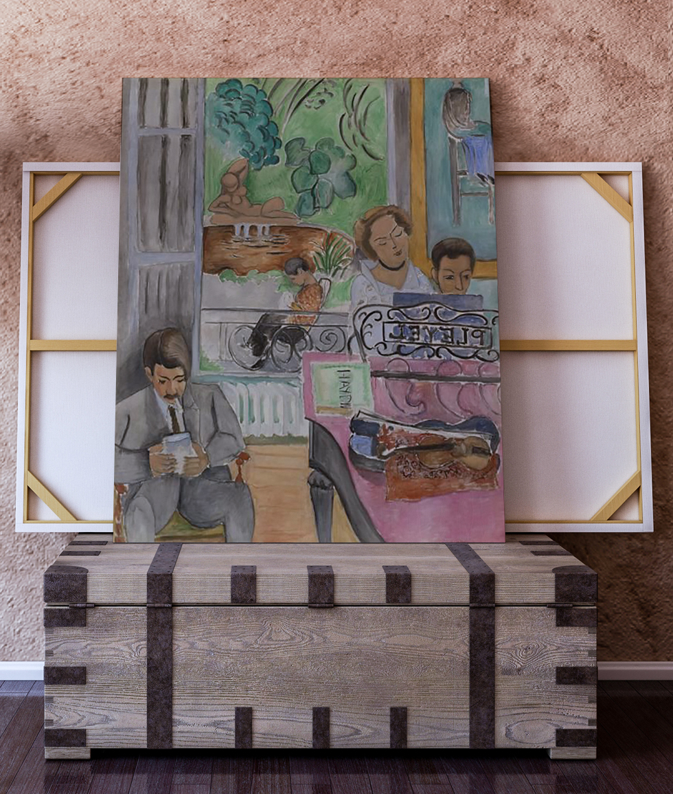 Peinture sur toile, reproduction de Matisse, La Leçon De Musique qualité musée en situation