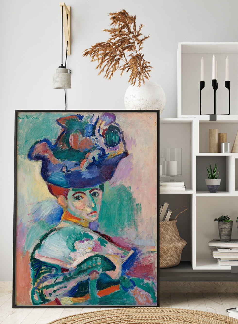 Peinture sur toile, reproduction de Matisse, Femme Avec Un Chapeau qualité musée en situation