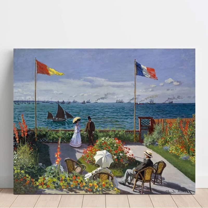 Peinture sur toile, reproduction de Claude Monet Terrasse Sainte-adresse qualité musée en situation