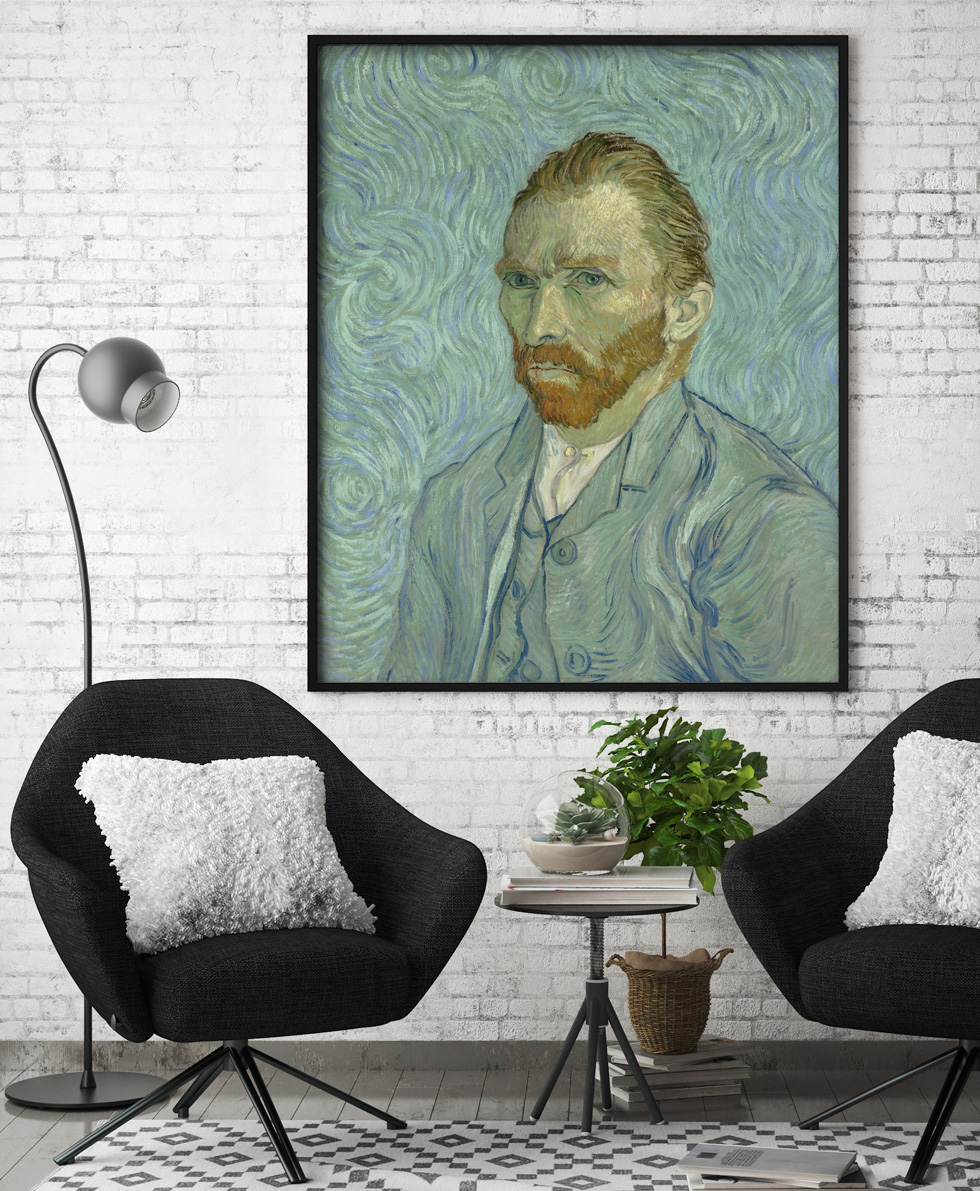 Peinture sur toile, reproduction de Vincent van Gogh, Autoportrait 1889 qualité musée en situation