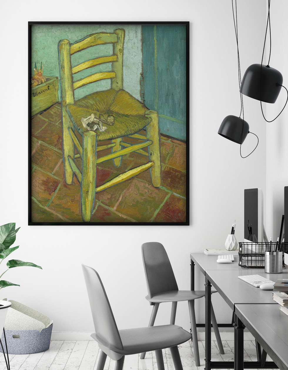 Peinture sur toile, reproduction de Vincent van Gogh, La Chaise de Vincent qualité musée en situation