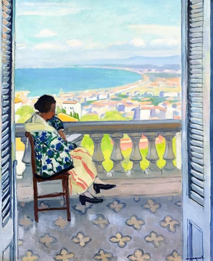 Peinture sur toile, reproduction de Albert Marquet Madame Albert Marquet Reading - 1924 qualité musée