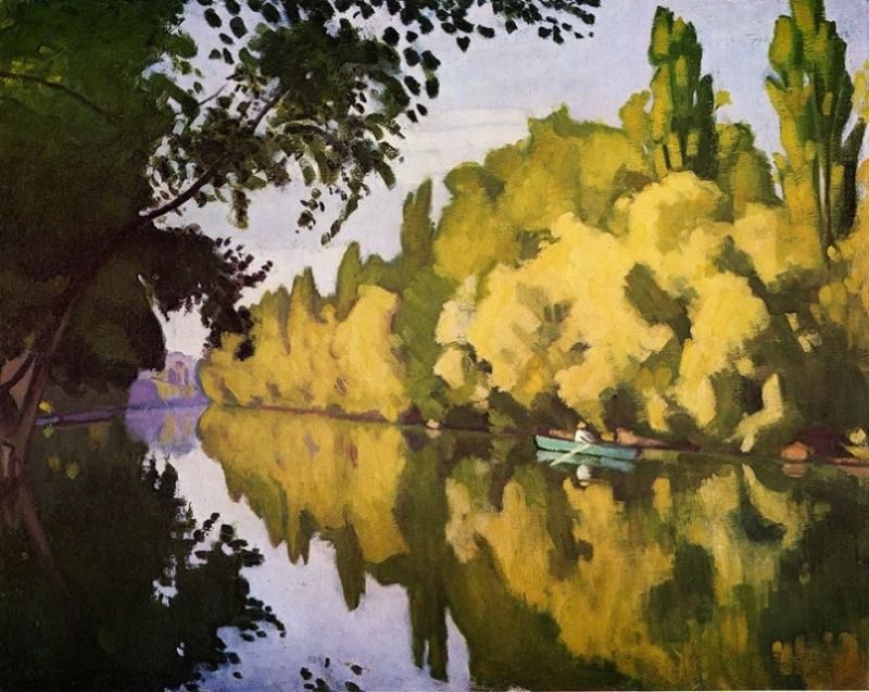 Peinture sur toile, reproduction de Albert Marquet River Scene - La Varenne Saint-hilaire La Barque - 1913 qualité musée