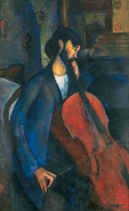 Peinture sur toile, reproduction de Amedeo Modigliani, Le Violoncelliste qualité musée