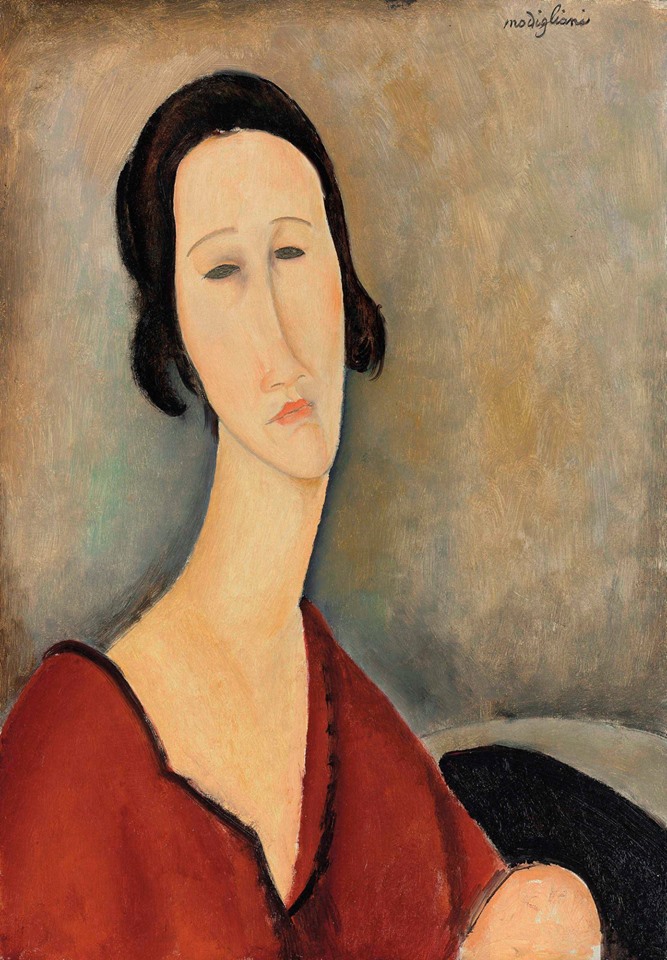 Peinture sur toile, reproduction de Amedeo Modigliani,  Madame Hanka Zborowska - 1917 qualité musée