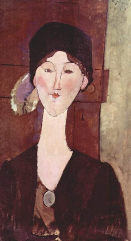 Peinture sur toile, reproduction de Amedeo Modigliani, Portrait De Beatrice Hastings Devant Une Porte qualité musée