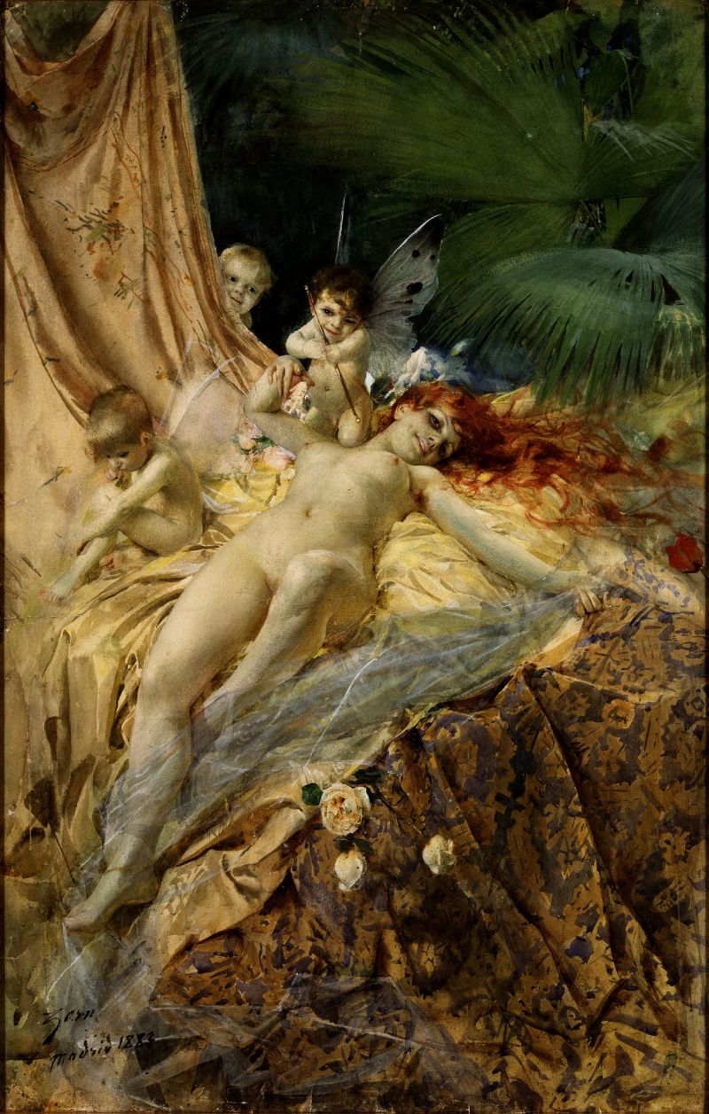 Peinture sur toile, reproduction de Anders Zorn The Love Nymph - 1885 qualité musée