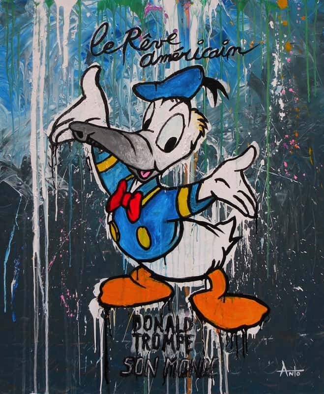 Peinture sur toile, reproduction de Anto Fils De Pop Donald Trompe Son Monde qualité musée