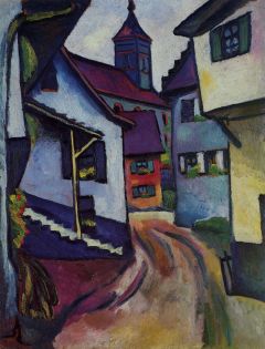 August Macke Street With Church In Kandern 1911