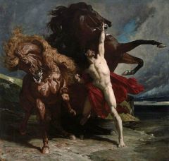 Automédon ramenant les coursiers d'Achille des bords du Scamandre Henri Regnault