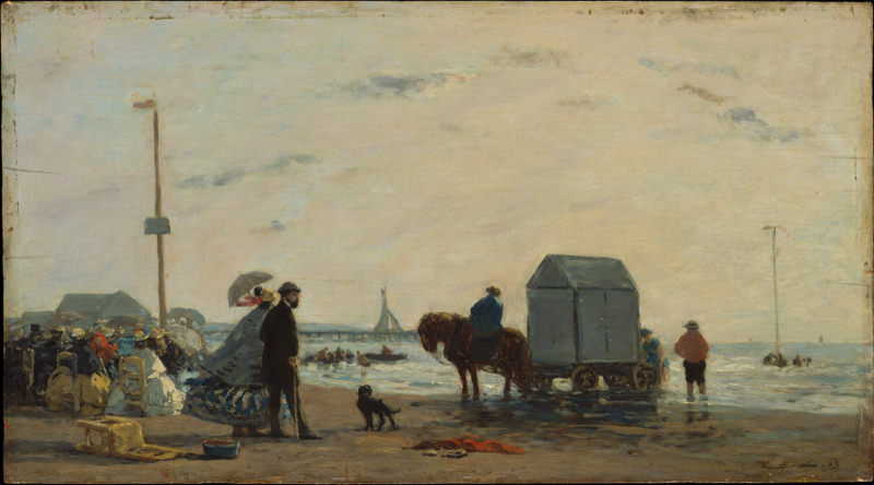 Peinture sur toile, reproduction de Boudin, A la plage à Trouville - 1863 qualité musée