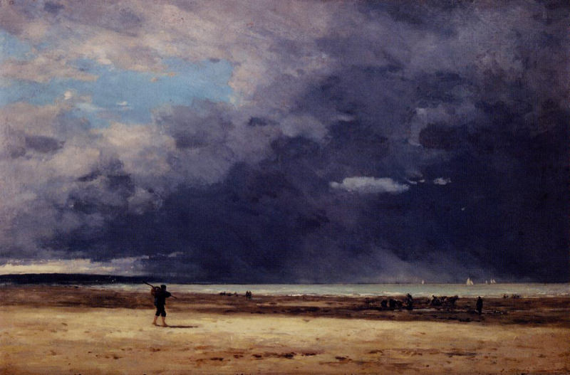 Peinture sur toile, reproduction de Boudin, Deauville à marée basse - 1863 qualité musée