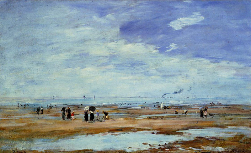 Peinture sur toile, reproduction de Boudin, Deauville, la plage, marée basse - 1887 qualité musée